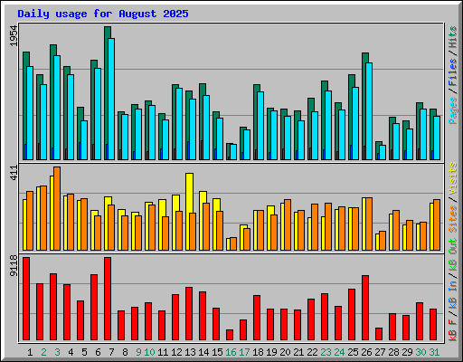 Daily usage for August 2025