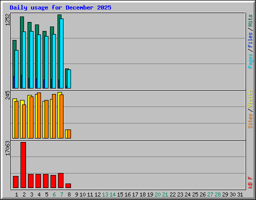 Daily usage for December 2025